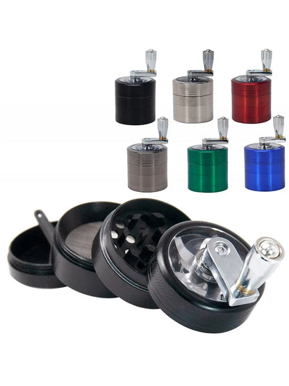 JUSTINLAU 4-layer Tobacco Grinder 40mm Manual Metal Zinc Alloy Herb Mill Spice Crusher Smoke Grinder Crusher Hand Crank Miller