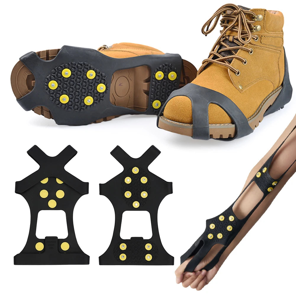 10 Teeth Mountaineering Cleats Anti-Slip Snow Claw Shoe Covers Unisex Shoes Ice Cleats Outdoor Chain Shoe Spikes