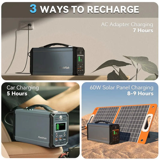 240V portable power station equipped  generator and 60W foldable solar panels