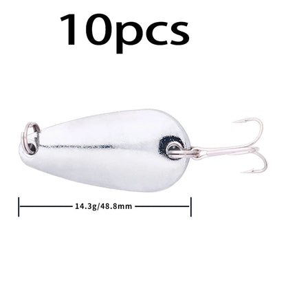 Hengjia 1pcs Metal Bait Spoon Lure with Treble Hook Gold /Silver River Fishing Lure for Bass Pike Perch