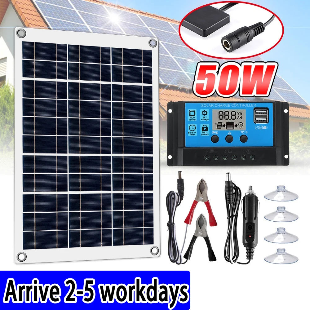 12V high-efficiency polycrystalline silicon solar panel power supply, 30-100A PWM controller, used for outdoor phone charger