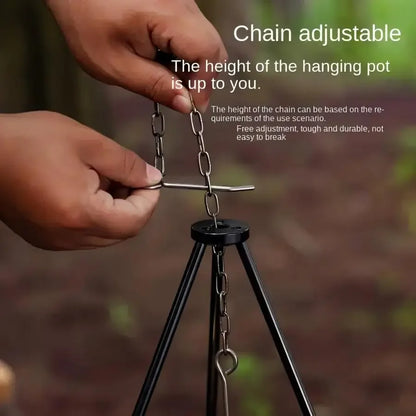 Camping Campfire Tripod Adjustable Hanging Pot, Stable Campfire Cooking,