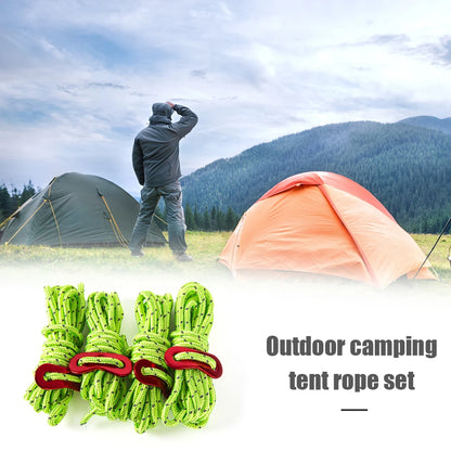 4pcs Tent Wind Rope Cord Tensioner   High-strength Reflective Lanyard Rope with 2 Holes Buckle