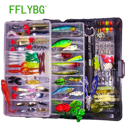 Big Mixed Fishing Lure Set Soft Hard Bait Kit Artificial Bionic Minnow Swing Metal Jig Spoon