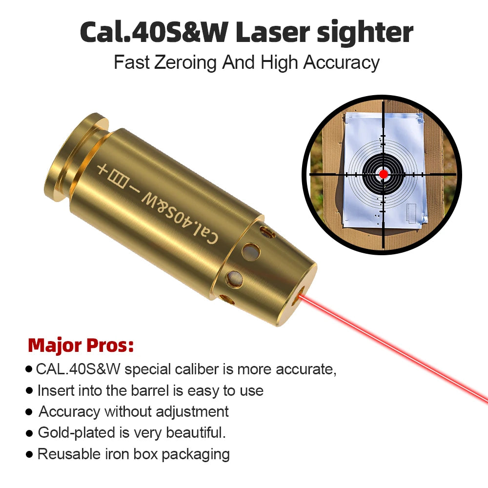 Red Laser Bore sighter Cartridge Dot Laser Bore Sighter for Pistol & Rifle Scope - Hunting Accessory Training Shoot Sight