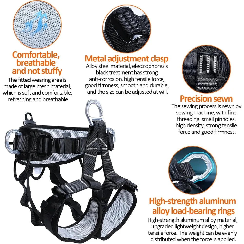 Tree Climbing Gear with Adjustable Climbing Straps and Steel Core Flip Line, Rock Climbing Kit