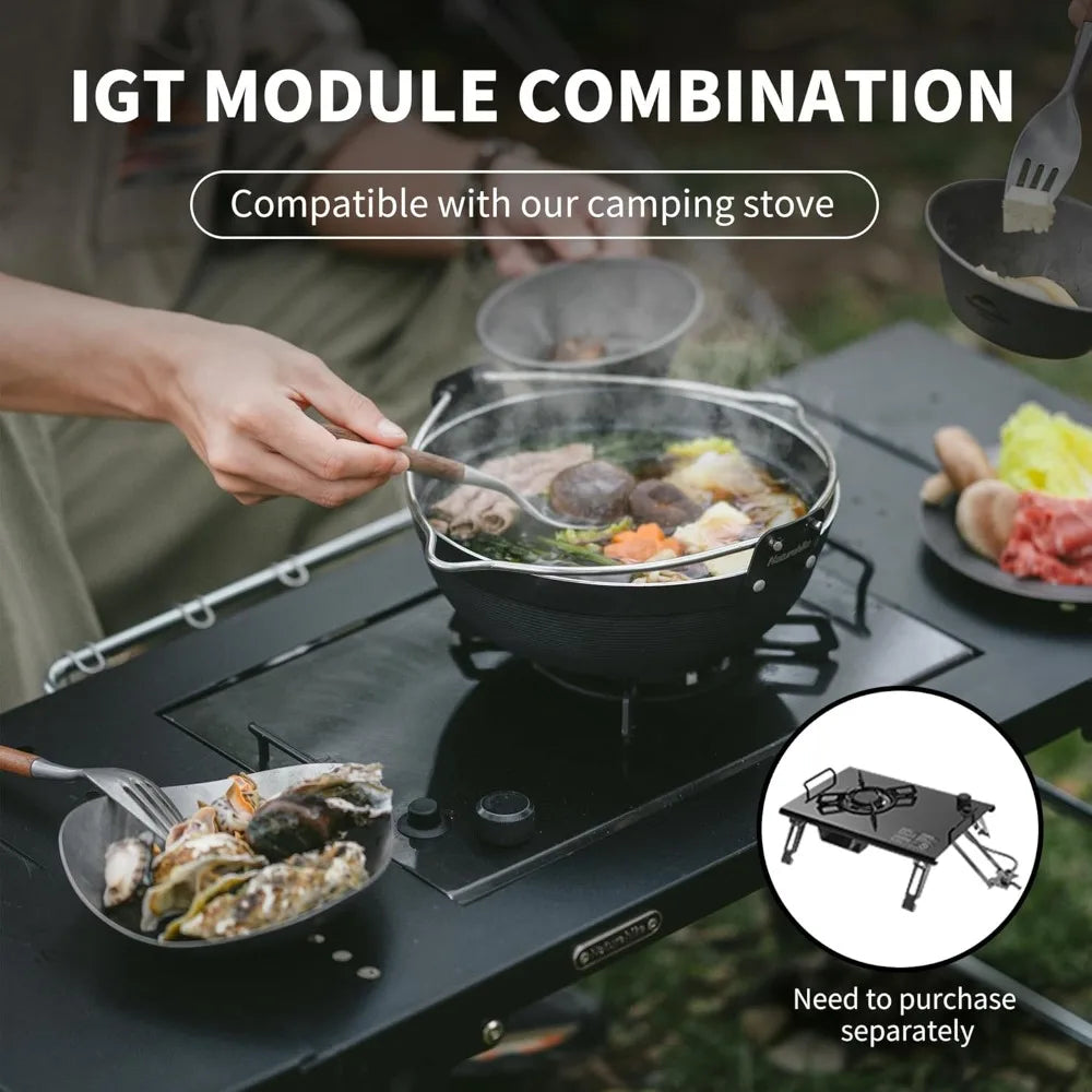 Table with Charcoal Grill, Folding Camping Table