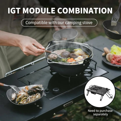 Table with Charcoal Grill, Folding Camping Table