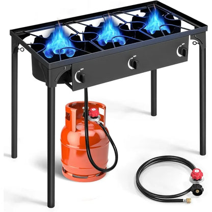 3 Burner Propane Gas Stove for Outdoor Cooking,