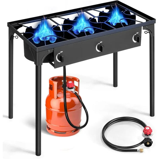 3 Burner Propane Gas Stove for Outdoor Cooking,