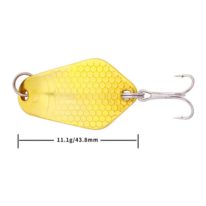 Hengjia 1pcs Metal Bait Spoon Lure with Treble Hook Gold /Silver River Fishing Lure for Bass Pike Perch