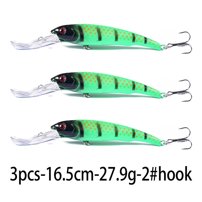 Hengjia 16.5cm 28g Big Minnow Lure Trolling Bait Artificial Wobblers  Deep Diving Sea Fishing Tackle Bass Pike Crankbaits