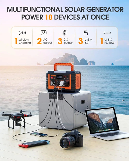500W Portable Power Station with 100W Portable Solar Panel,   Solar Generator