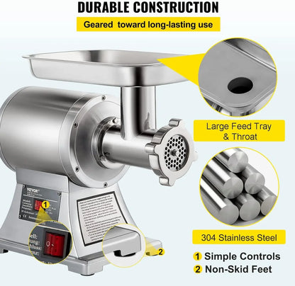 Commercial Meat Grinder, 550LB/h 1100W Electric Meat Mincer