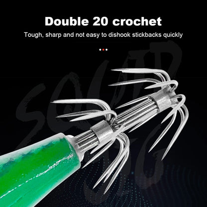 1-10PCS 9.5g Laser Luminous Squid Jig Floating Horizontal Wood Shrimp Egi Lure Bait Octopus Cuttlefish Fishing Baits 8cm