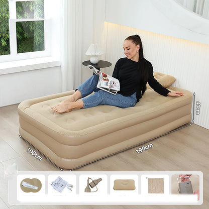 PVC Inflatable Sleeping Mattress 2 Person Camping Bed Mat Built-in Pump