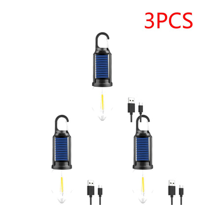 2-5PCS Solar Powered LED Lighting Lantern USB Charging Outdoor Tent