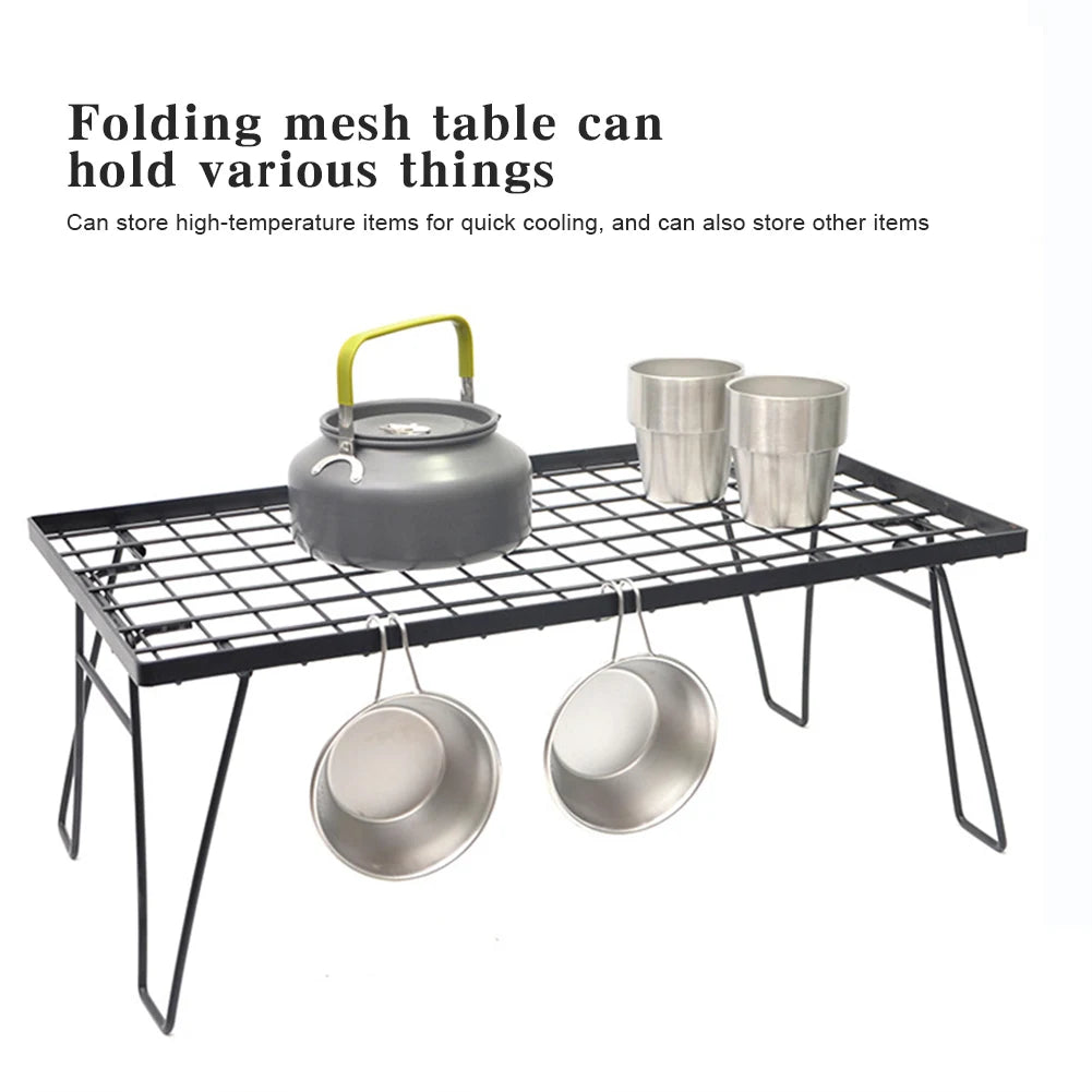 Camping Lightweight Table with Table Board & Bag Portable Cooking Net Table Campfire Grill Table for Outdoor Barbecue