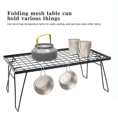 Camping Lightweight Table with Table Board & Bag Portable Cooking Net Table Campfire Grill Table for Outdoor Barbecue