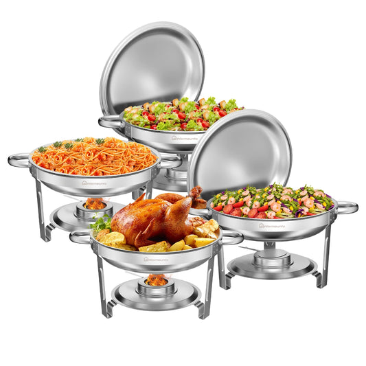 5QT    Packs Stainless Steel Chafer with Full Size Pans Catering Buffet Set Food Warmer Server For Camping