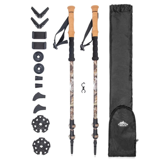Carbon Fiber Monopod Walking or Hiking Sticks with Accessories Mount - 2 Pack