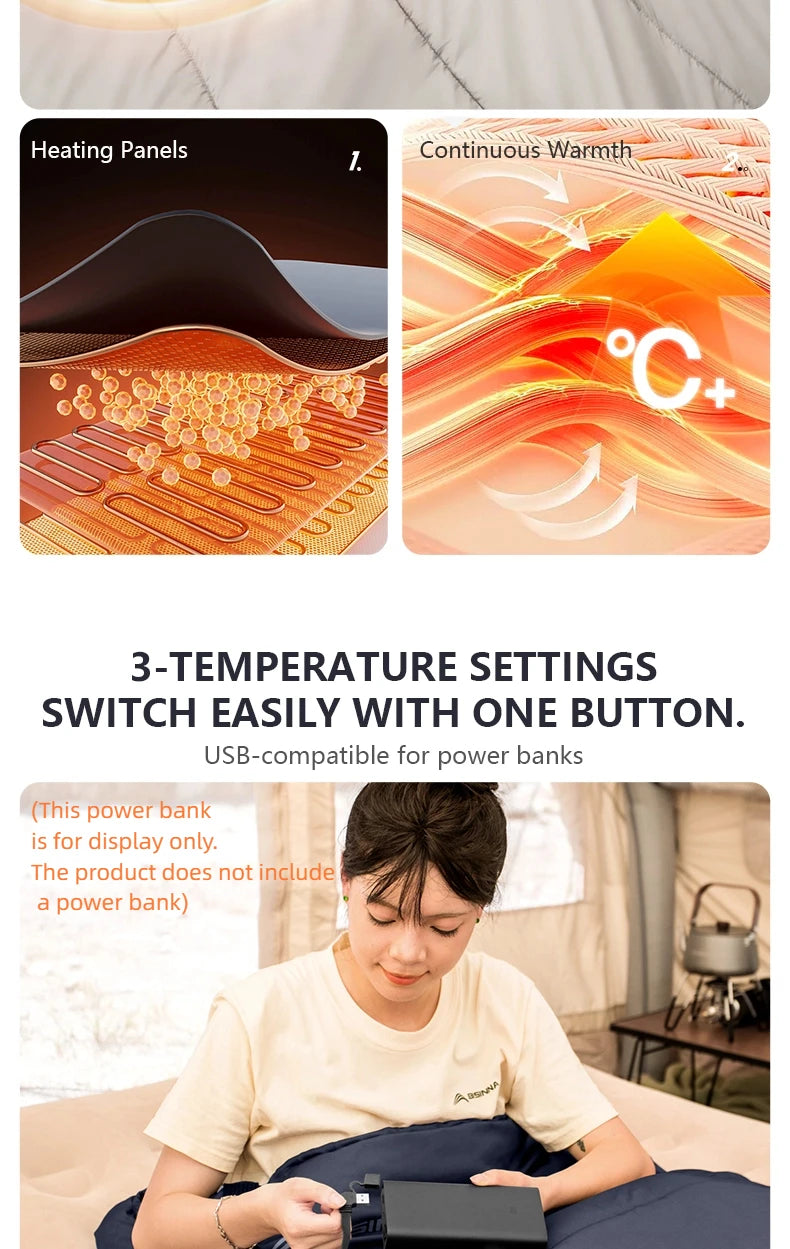 BISINNA Heating Sleeping Bag for Adults Cold Weather Lightweight Portable Warm Winter Camping Bags for Outdoor Hiking Supplies