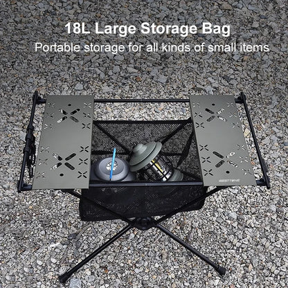 WESTTUNE Folding Camping Table Aluminum Lightweight Portable Table with Storage Mesh Bag for Outdoor Backyard Picnic BBQ Hiking