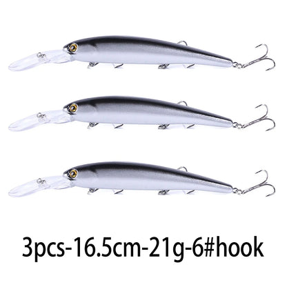 16.5cm 21g 6# Hook Deep Diving Large Minnow Wobbler Lure Artificial Hard Bait Crankbait Bass Pike Walleye Perch Fishing Gear