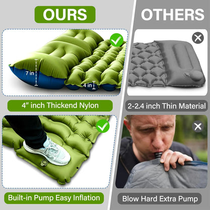 WESTTUNE   Thick for 2 Person with Pillow Built-in Foot Pump Inflatable Mattress