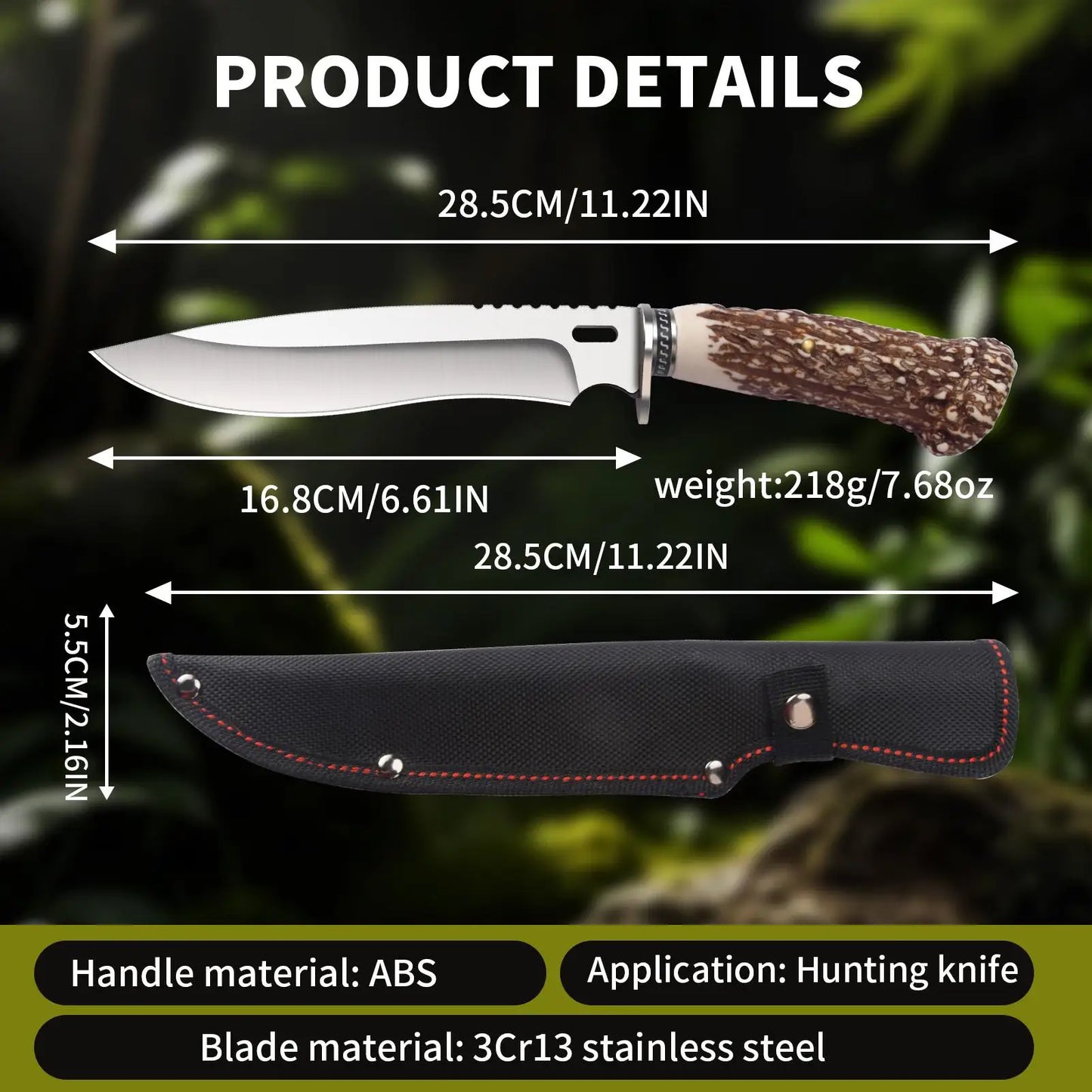 Kitchen Outdoor Multi-purpose Knife  Stainless Steel Hunting Knife with Nylon Knife Sheath