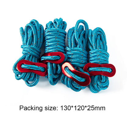 4pcs Tent Wind Rope Cord Tensioner   High-strength Reflective Lanyard Rope with 2 Holes Buckle