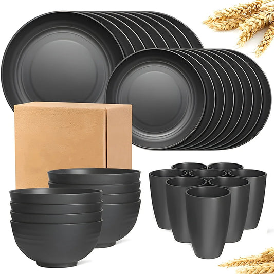 16/32pcs Tableware Set, Include Plates, Bowls Cups For Home Family Day Camping