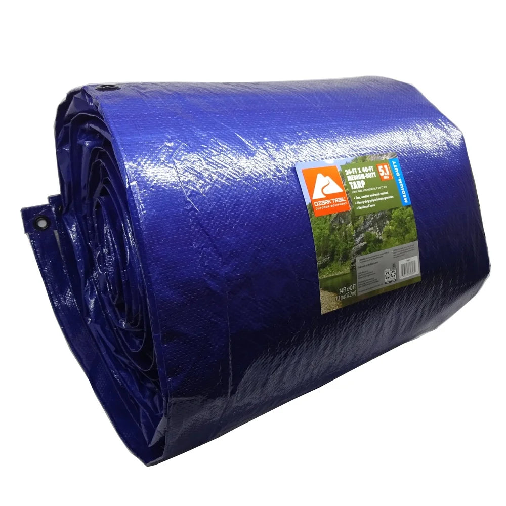 Medium Duty Tarp 24ft x 40ft PE Material Waterproof Tear Resistant