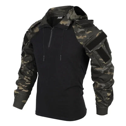 Shirts Men Long Sleeve Breathable T-shirt Camo Hooded Quick-dry