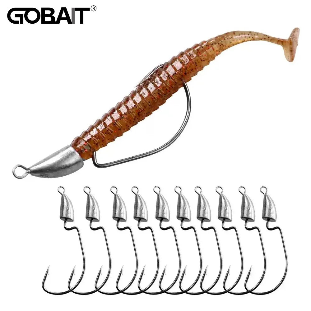 10PCS Metal Jig Head Worm Hook 3.5g 5g 7g 10g 20g Weight Crank Fishhook Gear Sinker Pesca for Soft Lure Texas Rig Fishing Tackle
