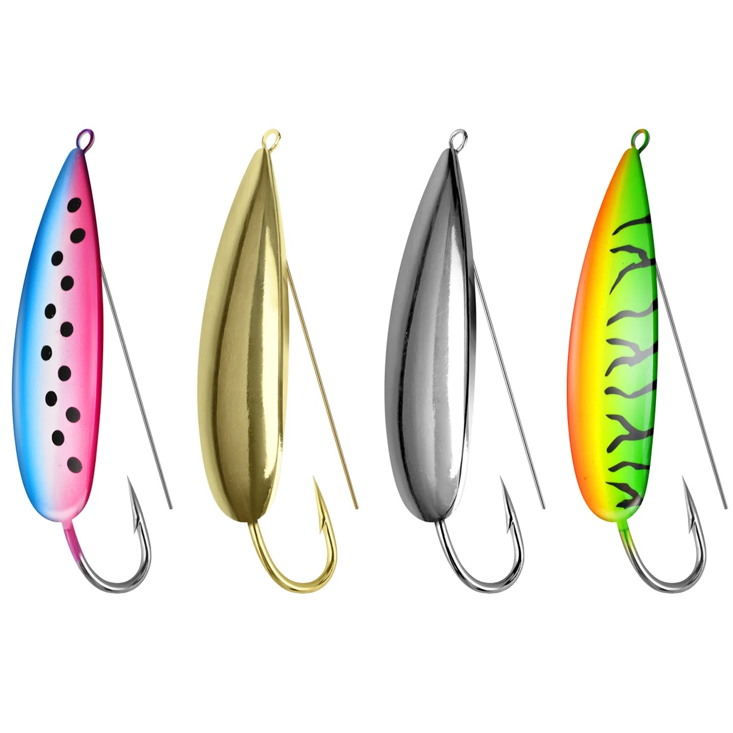 4pcs Weedless Spoon Lure Kit 8g 16g 19g Spinner Metal Spoons Fishing Lures Anti Grass Hooks Jig Wobblers Artificial Hard Bait