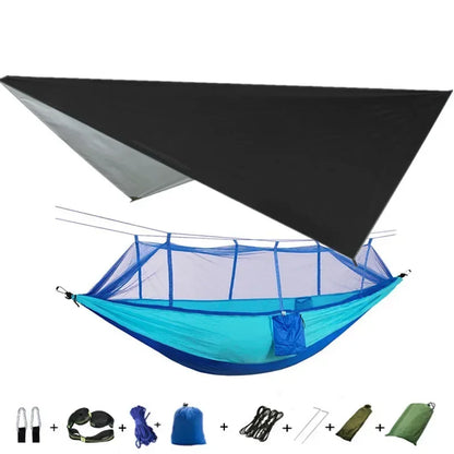 Camping Hammock with Mosquito Net&Rainfly Tent Tarp & Tree Straps