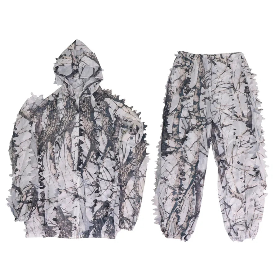 Sniper CS Bionic Camouflage Suit Men 3D Maple Leaf  Suits White Snow Hunting Suits Invisible Camo Full Set