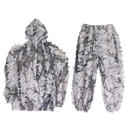 Sniper CS Bionic Camouflage Suit Men 3D Maple Leaf  Suits White Snow Hunting Suits Invisible Camo Full Set