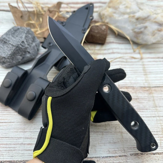 BM 163BK Straight Knife Nylon Fiber Handle D2 Blade Outdoor Combat Military Hunting Cutting Self-defense Multi-tools Men's Gift