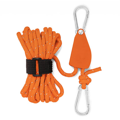 4mm 4m Awning Wind Rope Fastener Reflective Tent Wind Rope Fixed Buckle with Carabiner Wind Rope Fastener Adjustable for Outdoor