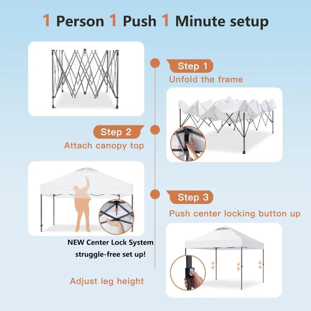 10x10ft 1-Person Setup Pop Up Canopy Tent