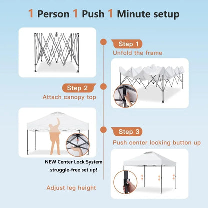 10x10ft 1-Person Setup Pop Up Canopy Tent