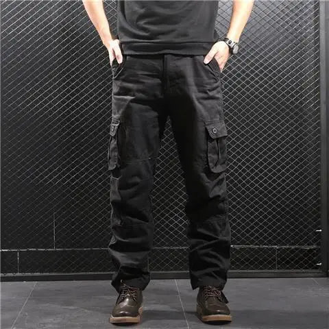 Cargo Pants Men's Pure Cotton Loose Casual Trousers Camo Overalls Multi-pocket Wear Resistant Straight Pants Outdoor Sport Pants