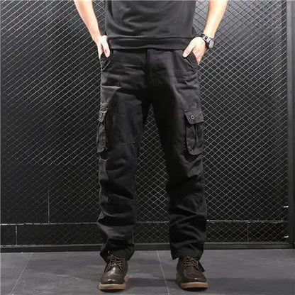 Cargo Pants Men's Pure Cotton Loose Casual Trousers Camo Overalls Multi-pocket Wear Resistant Straight Pants Outdoor Sport Pants
