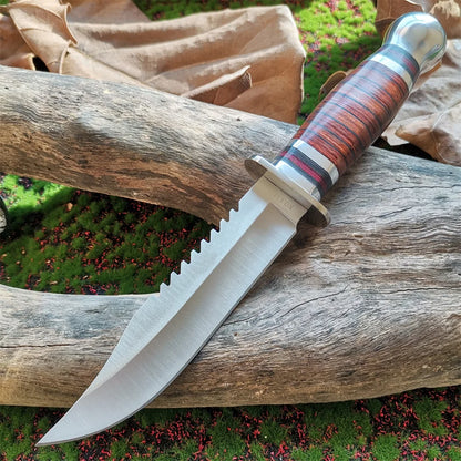 Steel Blade Hunting Knife with Wooden Handle