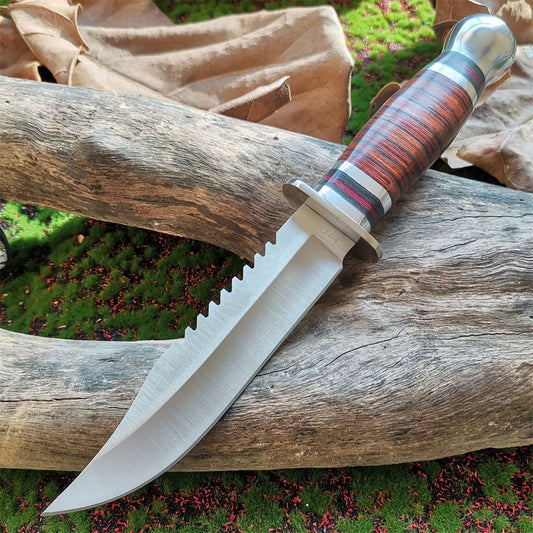 Steel Blade Hunting Knife with Wooden Handle