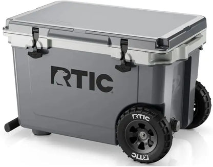 52 Quart Ultra-Light Wheeled Hard Cooler Insulated Portable Ice Chest Box for Beach, Drink, Beverage, Camping, Picnic, Fishing,