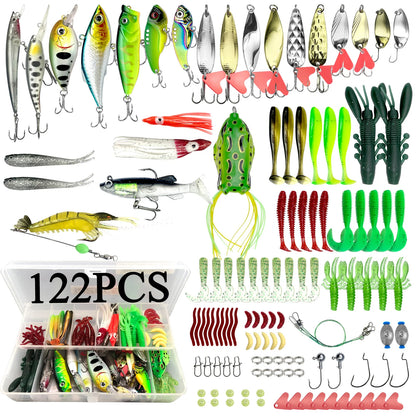Fishing Lures Kit for Topwater Bait Rigs Tackle Kit for Bass Trout Salmon Fishing Accessories