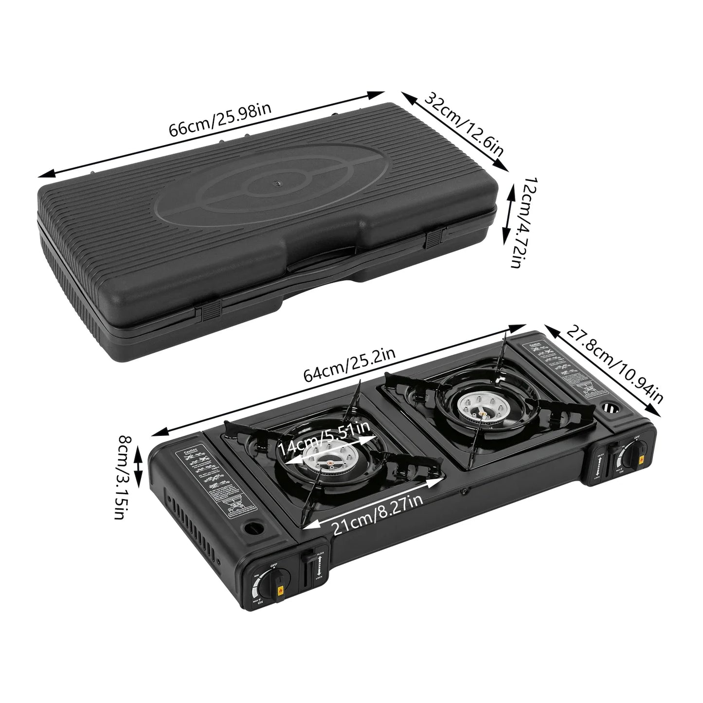 Portable Camping Stove, 2 Burners Butane Camping Stove